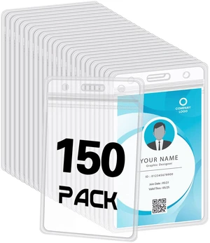 150 Pack Vertical Id Badge Holders, Clear Waterproof PVC, Resealable 4.5 x 2.7 In, Transparent Scan-Through Design, Zip Seal, For Office Staff, Teachers, Nurses, Students 150 Pack Vertical Id Badge Holders, Clear Waterproof PVC, Resealable 4.5 x 2.7 In, Transparent Scan-Through Design, Zip Seal, For Office Staff, Teachers, Nurses, Students