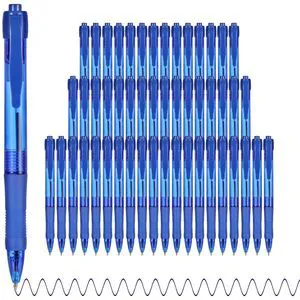 Pens Bulk, 50 Pack No Bleed Blue Ink Click Pens with Soft Grip, Wholesale Retractable Ballpoint Pens for Office School, Medium Point Smooth 1.0MM Pens Bulk, 50 Pack No Bleed Blue Ink Click Pens with Soft Grip, Wholesale Retractable Ballpoint Pens for Office School, Medium Point Smooth 1.0MM