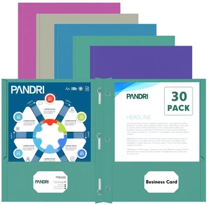 30 Pack Two Pocket Paper Folders with Prongs, Letter Size (5 Colors) 3 Prong Folders with Pockets, Paper, 3 Hole Punched, For School, Office, Home, Business 30 Pack Two Pocket Paper Folders with Prongs, Letter Size (5 Colors) 3 Prong Folders with Pockets, Paper, 3 Hole Punched, For School, Office, Home, Business