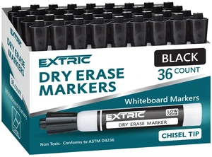 Black Dry Erase Markers 36 PK Whiteboard Marker Bulk Chisel Tip Use: Whiteboards and Glass Boards, Color: Vivid Black Ink, Tip Style: Chisel Tip, Feature: Low-Odor, Quick Drying Black Dry Erase Markers 36 PK Whiteboard Marker Bulk Chisel Tip Use: Whiteboards and Glass Boards, Color: Vivid Black Ink, Tip Style: Chisel Tip, Feature: Low-Odor, Quick Drying
