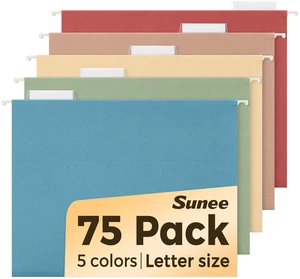 Hanging File Folders, Retro Colors - 75 Pack, Colored File Folders Letter Size with 1/5-Cut Tabs, Ideal for Organizing Home and Office Documents Hanging File Folders, Retro Colors - 75 Pack, Colored File Folders Letter Size with 1/5-Cut Tabs, Ideal for Organizing Home and Office Documents