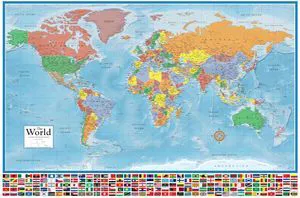 36x48 World Classic Elite Wall Map Laminated Flags of the World 36x48 World Classic Elite Wall Map Laminated Flags of the World