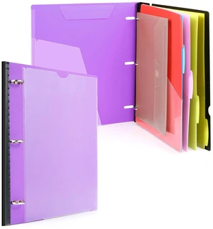 Telescoping Project Organizer, 1 Inch 3 Ring Binder, Purple Clear Front Pocket / Tabbed Catalog Pocket / 5-Tab Pocket Dividers / 1 Plastic Binder Pocket Telescoping Project Organizer, 1 Inch 3 Ring Binder, Purple Clear Front Pocket / Tabbed Catalog Pocket / 5-Tab Pocket Dividers / 1 Plastic Binder Pocket