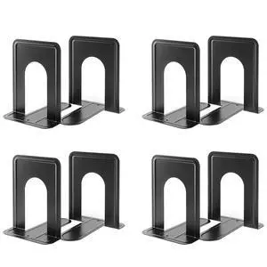 Book Ends Universal Premium Bookends for Shelves, Non-Skid Bookend Heavy Duty Metal Book Stopper for Books/Movies/CDs/Video Games, 6 x 4.6 x 6 in, Black, 4 Pairs/8 Pieces, Large Book Ends Universal Premium Bookends for Shelves, Non-Skid Bookend Heavy Duty Metal Book Stopper for Books/Movies/CDs/Video Games, 6 x 4.6 x 6 in, Black, 4 Pairs/8 Pieces, Large