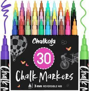 30 Chalk Markers Fine Tip (Neon & Pastel) Liquid Chalk Pens for Blackboard Dry Erase Chalk Marker Pens for Signs, Car Windows, Bistro - Erasable Chalkboard Paint Markers, 3mm Reversible Tip 30 Chalk Markers Fine Tip (Neon & Pastel) Liquid Chalk Pens for Blackboard Dry Erase Chalk Marker Pens for Signs, Car Windows, Bistro - Erasable Chalkboard Paint Markers, 3mm Reversible Tip
