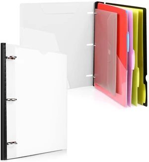 Telescoping Project Organizer, 1 Inch 3 Ring Binder, White Clear Front Pocket / Tabbed Catalog Pocket / 5-Tab Pocket Dividers / 1 Plastic Binder Pocket Telescoping Project Organizer, 1 Inch 3 Ring Binder, White Clear Front Pocket / Tabbed Catalog Pocket / 5-Tab Pocket Dividers / 1 Plastic Binder Pocket