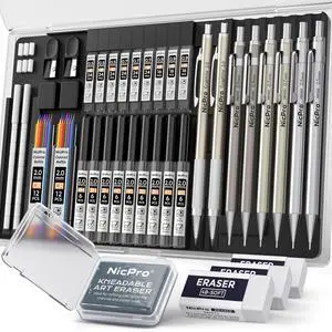 37PCS Art Mechanical Pencil Set, Metal Drafting Pencils 0.5 mm, 0.7 mm, 0.9 mm & 2mm Lead Pencil Holder (6B 4B 2B HB 2H 4H Colors) For Sketching Drawing With 20 Tube Lead Refills Eraser Case 37PCS Art Mechanical Pencil Set, Metal Drafting Pencils 0.5 mm, 0.7 mm, 0.9 mm & 2mm Lead Pencil Holder (6B 4B 2B HB 2H 4H Colors) For Sketching Drawing With 20 Tube Lead Refills Eraser Case