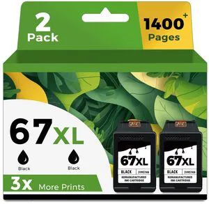 67XL Black High Yield Ink Cartridge Replacement for HP Ink 67 XL HP67XL Works for DeskJet 2855e 2800e 2827e 2700 2700e 2752 2755 2755e 4100e 4155e Envy 6055e 6055 6000 6455e Printer (2 Pack) 67XL Black High Yield Ink Cartridge Replacement for HP Ink 67 XL HP67XL Works for DeskJet 2855e 2800e 2827e 2700 2700e 2752 2755 2755e 4100e 4155e Envy 6055e 6055 6000 6455e Printer (2 Pack)