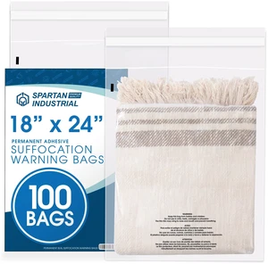 18" X 24" (100 Count) Self Seal Clear Poly Bags with Suffocation Warning for Packaging, T Shirts - Permanent Adhesive 18" X 24" (100 Count) Self Seal Clear Poly Bags with Suffocation Warning for Packaging, T Shirts - Permanent Adhesive