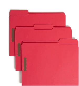Fastener File Folders, Reinforced 1/3-Cut Tabs, 2 Fasteners, Letter Size, Red, 50 per Box (12740) Fastener File Folders, Reinforced 1/3-Cut Tabs, 2 Fasteners, Letter Size, Red, 50 per Box (12740)