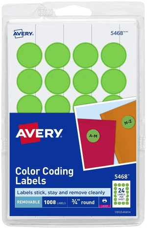 ® Colored Dot Stickers, Removable Print or Write Circle Labels, 3/4 Inch, Neon Green Round Stickers (18 Packs of 5468) ® Colored Dot Stickers, Removable Print or Write Circle Labels, 3/4 Inch, Neon Green Round Stickers (18 Packs of 5468)