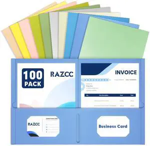 Two Pocket Folders, 100 Pack File Folders with Pockets Fit Letter Size Paper, Thick Paper File Folder for School Office Business Home, Assorted 10 Colors Two Pocket Folders, 100 Pack File Folders with Pockets Fit Letter Size Paper, Thick Paper File Folder for School Office Business Home, Assorted 10 Colors