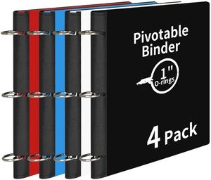 4 Pcs 360° Pivotable 3 Ring Binder, Soft 1 inch Binders 3 Ring, Flexible Thin Soft Three Ring Binder Fits 8.5" x 11", for Home, School and Office-Black, White, Blue, Red 4 Pcs 360° Pivotable 3 Ring Binder, Soft 1 inch Binders 3 Ring, Flexible Thin Soft Three Ring Binder Fits 8.5" x 11", for Home, School and Office-Black, White, Blue, Red