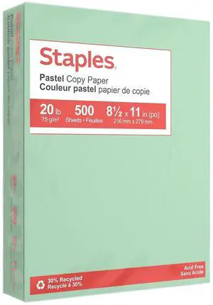 30% Recycled Color Copy Paper, Green, 20 lb., 500/Ream 8.5x11 inch sheets for office, school & home printing and craft projects 30% Recycled Color Copy Paper, Green, 20 lb., 500/Ream 8.5x11 inch sheets for office, school & home printing and craft projects