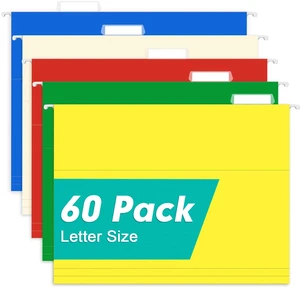 Hanging File Folders, 60 Pack Reinforced Letter Size Hanging Folders with Heavy Duty 0 Inch Expansion, Designed for Bulky Files, Medical Charts, Adjustable Tabs, Assorted Colors Hanging File Folders, 60 Pack Reinforced Letter Size Hanging Folders with Heavy Duty 0 Inch Expansion, Designed for Bulky Files, Medical Charts, Adjustable Tabs, Assorted Colors
