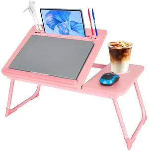 Laptop Bed Desk, Adjustable Lap Desk, Small Laptop Table with USB Charge Port, Desktop Card &Pen Slot, Cup Holder, Foldable Bed Tray Table for Couch Sofa Chair Floor Eating Working Laptop Bed Desk, Adjustable Lap Desk, Small Laptop Table with USB Charge Port, Desktop Card &Pen Slot, Cup Holder, Foldable Bed Tray Table for Couch Sofa Chair Floor Eating Working