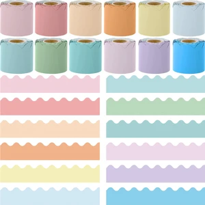 12 Rolls 393.6 Feet Scalloped Classroom Borders - Macaron Colors Trim for Bulletin Board Decorations 12 Rolls 393.6 Feet Scalloped Classroom Borders - Macaron Colors Trim for Bulletin Board Decorations