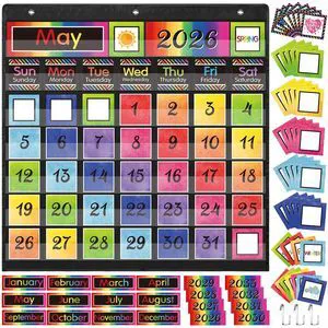 Classroom Calendar Pocket Chart Set Calendar Bulletin Board Set with Pocket Seasons Festival Weather Date Bag Chart for Classroom Decoration Back to School Supplie(Black,Brights) Classroom Calendar Pocket Chart Set Calendar Bulletin Board Set with Pocket Seasons Festival Weather Date Bag Chart for Classroom Decoration Back to School Supplie(Black,Brights)