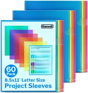 Clear Document Folders 8.5x11, 60 Pack, Letter Size, Colorful Plastic File Sleeves, Document Protection, Filing, Storage & Organization, Durable Pocket Design Clear Document Folders 8.5x11, 60 Pack, Letter Size, Colorful Plastic File Sleeves, Document Protection, Filing, Storage & Organization, Durable Pocket Design