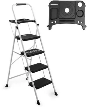4-Step Ladder with Wide Anti-Slip Platform & Thick Rubber Feet | Heavy Duty Foldable & Portable | 330 lbs Capacity, Steel Frame, Rubber Handgrip, Folding Step Stool 4-Step Ladder with Wide Anti-Slip Platform & Thick Rubber Feet | Heavy Duty Foldable & Portable | 330 lbs Capacity, Steel Frame, Rubber Handgrip, Folding Step Stool