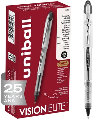 Vision Elite Rollerball Pens Bold Point, 0.8mm, Black, 12 Pack Vision Elite Rollerball Pens Bold Point, 0.8mm, Black, 12 Pack