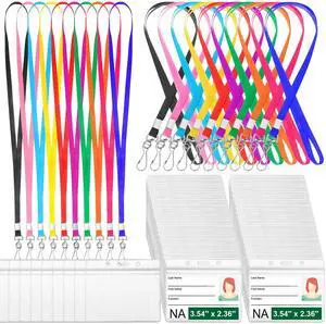 300 Sets Name Tag Lanyards Bulk, Plastic Badge Holders, Multicolor Clear Plastic Horizontal Lanyard,Cruise Necklace,with ID Badge Holder,for Business School Events Conferences 300 Sets Name Tag Lanyards Bulk, Plastic Badge Holders, Multicolor Clear Plastic Horizontal Lanyard,Cruise Necklace,with ID Badge Holder,for Business School Events Conferences