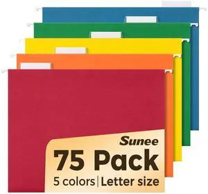 Hanging File Folders, Assorted Colors - 75 Pack, Colored File Folders Letter Size with 1/5-Cut Tabs, Ideal for Organizing Home and Office Documents Hanging File Folders, Assorted Colors - 75 Pack, Colored File Folders Letter Size with 1/5-Cut Tabs, Ideal for Organizing Home and Office Documents
