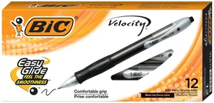 Velocity Retractable Ballpoint Pens, Medium Point (1.0 mm), Black Ink Pens, 12-Count Pack, With Comfortable Grip Velocity Retractable Ballpoint Pens, Medium Point (1.0 mm), Black Ink Pens, 12-Count Pack, With Comfortable Grip