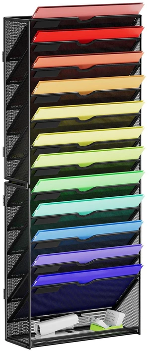 Wall File Holder 13-Tier Hanging Wall File Organizer, for Papers, Files Clipboard & Magazine Organizer, Wall Mount File Holder Great for Office Home (Black) Wall File Holder 13-Tier Hanging Wall File Organizer, for Papers, Files Clipboard & Magazine Organizer, Wall Mount File Holder Great for Office Home (Black)