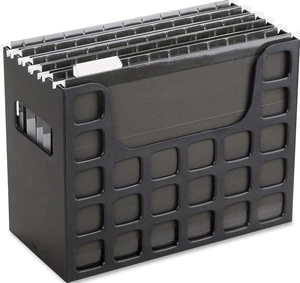 Portable Desktop File, Document Holder for Home and Office, Plastic Organizer Box, Side Handles, Hanging File Folders, Tabs & Inserts, Letter Size, 9-1/2 x 12-3/16 x 6 Inches, Black (23013) Portable Desktop File, Document Holder for Home and Office, Plastic Organizer Box, Side Handles, Hanging File Folders, Tabs & Inserts, Letter Size, 9-1/2 x 12-3/16 x 6 Inches, Black (23013)