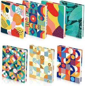 Geometric Pattern Book Covers, 7 Pack Stretchable Jumbo Fabric Washable Durable Reusable Nylon Book Covers, for Hardcover Textbooks Notebooks up to 9x11 Geometric Pattern Book Covers, 7 Pack Stretchable Jumbo Fabric Washable Durable Reusable Nylon Book Covers, for Hardcover Textbooks Notebooks up to 9x11