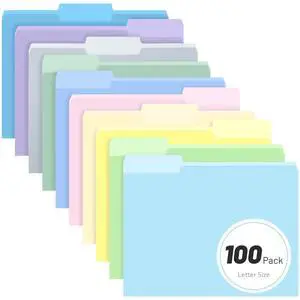 Colored File Folders,100 Pack Manila Folders, Letter Size 8.5" x 11", 1/3-Cut Tabs, Morandi 10 Colors, for Office, School & Business Organization Colored File Folders,100 Pack Manila Folders, Letter Size 8.5" x 11", 1/3-Cut Tabs, Morandi 10 Colors, for Office, School & Business Organization