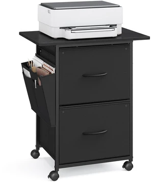 2-Drawer File Cabinet, Mobile Printer Stand with Storage Filing Cabinet for A4 Letter Size, Side Pockets, 23.6 x 15.7 x 26.8 Inch, Ink Black, BELLAH Collection UOFC202BC01 2-Drawer File Cabinet, Mobile Printer Stand with Storage Filing Cabinet for A4 Letter Size, Side Pockets, 23.6 x 15.7 x 26.8 Inch, Ink Black, BELLAH Collection UOFC202BC01