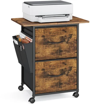 2-Drawer File Cabinet, Mobile Printer Stand with Storage Filing Cabinet for A4 Letter Size, Side Pockets, 23.6 x 15.7 x 26.8 Inch, Rustic Brown, BELLAH Collection UOFC202KD01 2-Drawer File Cabinet, Mobile Printer Stand with Storage Filing Cabinet for A4 Letter Size, Side Pockets, 23.6 x 15.7 x 26.8 Inch, Rustic Brown, BELLAH Collection UOFC202KD01