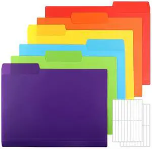 30pcs Colored File Folders, 9'' x 11.6'' Manilla Folders, Plastic File Folders, 3 Tab Poly Folder, 6 Colors with 40pcs Erasable Category Labels, for School and Office Supplies 30pcs Colored File Folders, 9'' x 11.6'' Manilla Folders, Plastic File Folders, 3 Tab Poly Folder, 6 Colors with 40pcs Erasable Category Labels, for School and Office Supplies