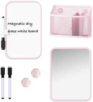Magnetic Locker Accessories for Girls with Magnetic whiteboard, Locker Mirror and Magnetic Pen Holder, Pink Locker Decoration for School Locker, Back to School Essentials Magnetic Locker Accessories for Girls with Magnetic whiteboard, Locker Mirror and Magnetic Pen Holder, Pink Locker Decoration for School Locker, Back to School Essentials