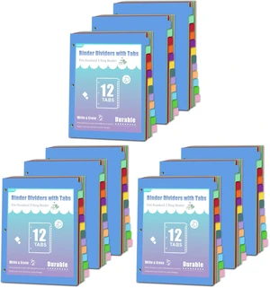12-Tab Binder dividers with tabs for 3 Ring Binder, Write & Erase, Dividers for 8.5 x 11'' Letter Size Papers, Assorted Color, 3 Set, Ideal for Student, Teacher (Pack of 3) 12-Tab Binder dividers with tabs for 3 Ring Binder, Write & Erase, Dividers for 8.5 x 11'' Letter Size Papers, Assorted Color, 3 Set, Ideal for Student, Teacher (Pack of 3)