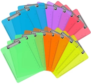 18 Pack Plastic Clipboards, Low Profile Clip, Letter Size, 6 Colors Clear Colored Clipboards, 12.5 x 9 Inch, Fit 8.5x11 Letter Size Paper, Office, Classroom, Assorted 6 Colors, ECO Friendly 18 Pack Plastic Clipboards, Low Profile Clip, Letter Size, 6 Colors Clear Colored Clipboards, 12.5 x 9 Inch, Fit 8.5x11 Letter Size Paper, Office, Classroom, Assorted 6 Colors, ECO Friendly