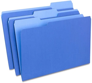 File Folders, Legal Size, 1/3-Cut Tabs, Blue, 200/Carton Durable paper stock for everyday office document organization and filing File Folders, Legal Size, 1/3-Cut Tabs, Blue, 200/Carton Durable paper stock for everyday office document organization and filing