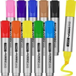 10 Pack Jumbo Permanent Markers Chisel Tip Quick Dry Rich Color Waterproof, Large Big Poster Pens Bulk for Office, Logistics Company and More 10 Pack Jumbo Permanent Markers Chisel Tip Quick Dry Rich Color Waterproof, Large Big Poster Pens Bulk for Office, Logistics Company and More