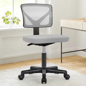 Armless Desk Chairs, Small Home Office Mesh Chairs Ergonomic Adjustable Mid Back, Swivel Rolling Task, Computer Work Vanity Small Spaces, New Grey Armless Desk Chairs, Small Home Office Mesh Chairs Ergonomic Adjustable Mid Back, Swivel Rolling Task, Computer Work Vanity Small Spaces, New Grey
