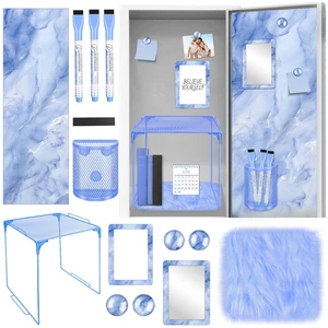 Blue Locker Accessories Kit Locker Organizer Magnetic Mirror Whiteboard Pen Holder Small Carpet for Storage Organizing Shelf Back to School Party Supply Blue Locker Accessories Kit Locker Organizer Magnetic Mirror Whiteboard Pen Holder Small Carpet for Storage Organizing Shelf Back to School Party Supply