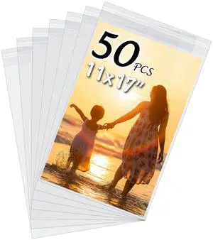 50 Pack Acid-Free Crystal Clear Sleeves Storage Bags for 11x17 Art Prints Pictures,Photos,Framing Mat Mattes (Bag Size: 11 3/7"x17 1/2") 50 Pack Acid-Free Crystal Clear Sleeves Storage Bags for 11x17 Art Prints Pictures,Photos,Framing Mat Mattes (Bag Size: 11 3/7"x17 1/2")