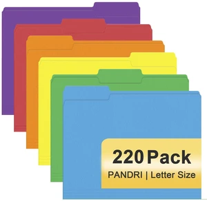 Colored File Folders, 220 Pack 1/3 Cut Tab File Folder, 6 Colors Colored Manila Folder With Tabs for Filing and Organization, Letter Size, 1/3 Cut Tab, Sturdy with Tabs for Office Classroom Colored File Folders, 220 Pack 1/3 Cut Tab File Folder, 6 Colors Colored Manila Folder With Tabs for Filing and Organization, Letter Size, 1/3 Cut Tab, Sturdy with Tabs for Office Classroom