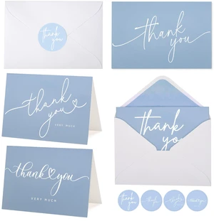 100 Bulk Light blue Thank You Cards with white Envelopes and stickers - 4 Minimalistic Designs Blank Thank You Notes with Envelopes for business Wedding Bridal Gift Baby Shower Business Graduation 100 Bulk Light blue Thank You Cards with white Envelopes and stickers - 4 Minimalistic Designs Blank Thank You Notes with Envelopes for business Wedding Bridal Gift Baby Shower Business Graduation