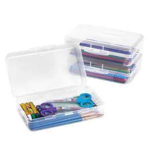 3 Pack Pencil Case, Large Hard Pencil Box Bulk, Clear Crayon Box Marker Pen Organizer, Plastic Storage Container with Snap Lid, Stackable Art Craft Organizer Back to School Supplies, Clear 3 Pack Pencil Case, Large Hard Pencil Box Bulk, Clear Crayon Box Marker Pen Organizer, Plastic Storage Container with Snap Lid, Stackable Art Craft Organizer Back to School Supplies, Clear