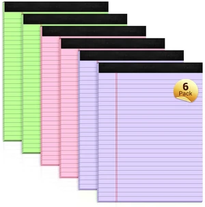 Legal Pads 8.5 x 11 Inch, 6 Pack, Colored Notebook Paper, 8.5 x 11 Colored Legal Pad, Micro Perforated Lined Paper Notepads 8.5 x 11, 30 sheets, Colored Paper Writing Pads for Office Home School Legal Pads 8.5 x 11 Inch, 6 Pack, Colored Notebook Paper, 8.5 x 11 Colored Legal Pad, Micro Perforated Lined Paper Notepads 8.5 x 11, 30 sheets, Colored Paper Writing Pads for Office Home School