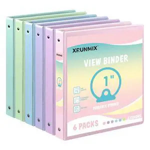 1-inch 3-Ring Binder with Pockets, Basic Binders 1'' Pastel Color Binders, Holds Letter Size 8.5'' x 11'',200 Sheet Capacity, Bundle 6 Pack for Back to School (1-Inch) 1-inch 3-Ring Binder with Pockets, Basic Binders 1'' Pastel Color Binders, Holds Letter Size 8.5'' x 11'',200 Sheet Capacity, Bundle 6 Pack for Back to School (1-Inch)