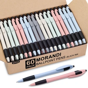 Pens Bulk, 60 Pack Gripped Slimster Ballpoint Pens -Morandi Black Ink 1.0mm, No Bleed No Skip Smooth Writing, Click Pens with Soft Grip for Teacher Student, School & Office Gifting Pens Bulk, 60 Pack Gripped Slimster Ballpoint Pens -Morandi Black Ink 1.0mm, No Bleed No Skip Smooth Writing, Click Pens with Soft Grip for Teacher Student, School & Office Gifting