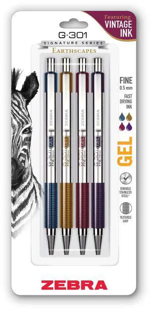 STEEL G-301 Retractable Gel Pen, Assorted Vintage Ink, 0.5mm, 4Pk Stainless Steel Barrel, Textured Grip, Easy-Glide Smooth, Skipless Ink, Fine Point Tip, Professional Design (47304) STEEL G-301 Retractable Gel Pen, Assorted Vintage Ink, 0.5mm, 4Pk Stainless Steel Barrel, Textured Grip, Easy-Glide Smooth, Skipless Ink, Fine Point Tip, Professional Design (47304)
